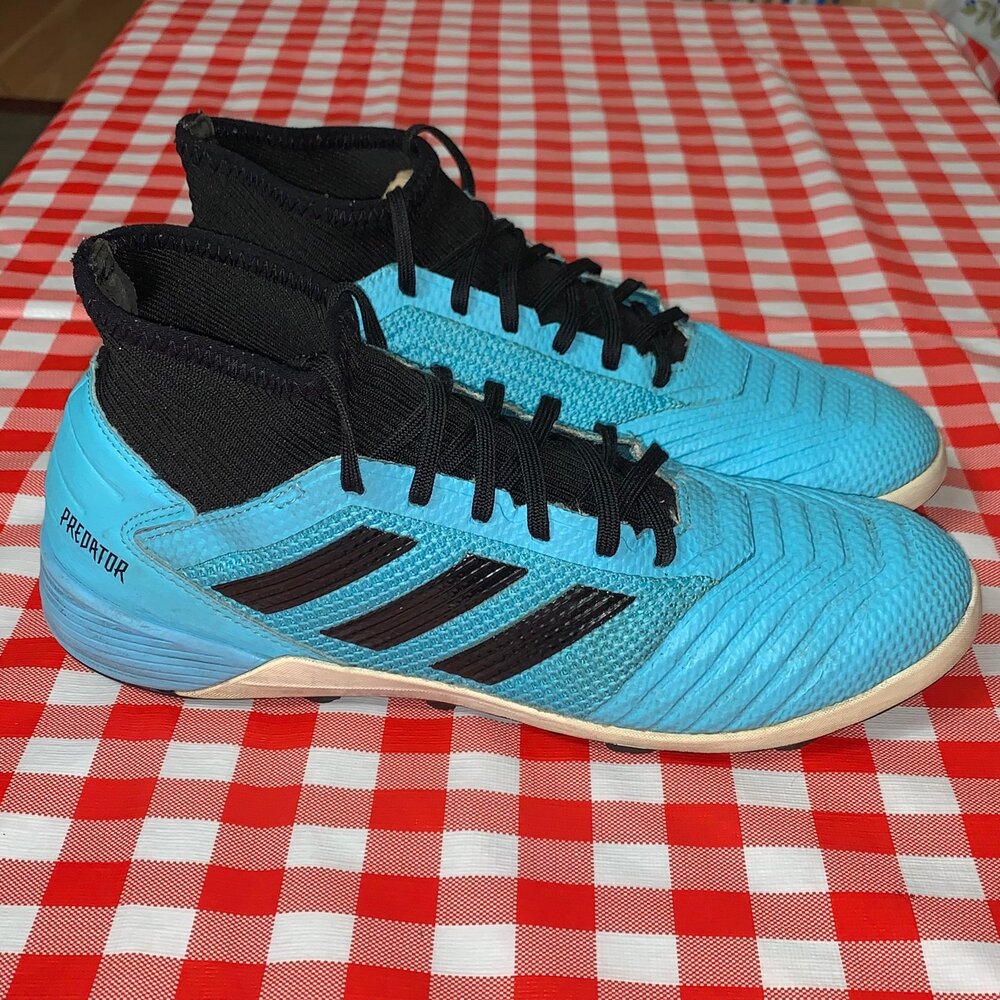 Adidas Predator 19.3 IN Bright Cyan/Core Black/Solar Yellow Men’s cleats size 8